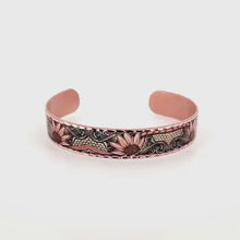 Load and play video in Gallery viewer, Copper Art Bracelet - Western Sunflowers Narrow Cuff
