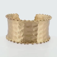 Load and play video in Gallery viewer, Solid Brass Statement Cuff Bracelet With Fluted Edges

