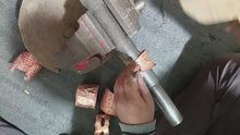 Load and play video in Gallery viewer, Solid Copper Verdigris Patina Cuff Bracelet With Molten Copper Edging
