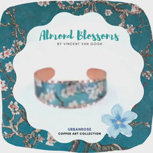 Load and play video in Gallery viewer, Copper Art Bracelet - Van Gogh Almond Blossoms Vibrant Color
