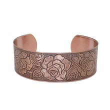Load image into Gallery viewer, Solid Copper Cuff - Rose Design
