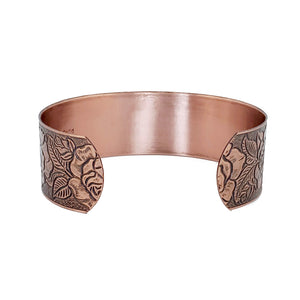 Solid Copper Cuff - Rose Design