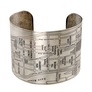 NYC Etched Cuff - Silver - UrbanroseNYC