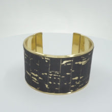 Load and play video in Gallery viewer, Portuguese Cork Cuff Bracelet - Black, Metallic Gold
