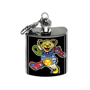 Altered Art Flask - Deadhead Dancing Bear - 1 oz - UrbanroseNYC