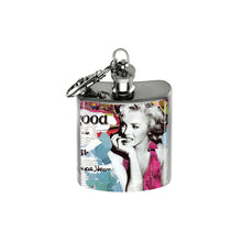 Load image into Gallery viewer, Altered Art Flask - Marilyn Monroe Collage II - 1 oz - UrbanroseNYC
