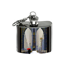 Load image into Gallery viewer, Altered Art Flask - Brooklyn Bridge Arches - 2 oz - UrbanroseNYC
