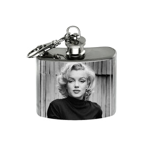 Altered Art Flask - Marilyn Monroe Black & White - 2 oz - UrbanroseNYC