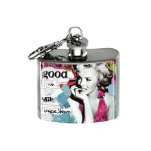 Load image into Gallery viewer, Altered Art Flask - Marilyn Monroe Collage II - 2 oz - UrbanroseNYC
