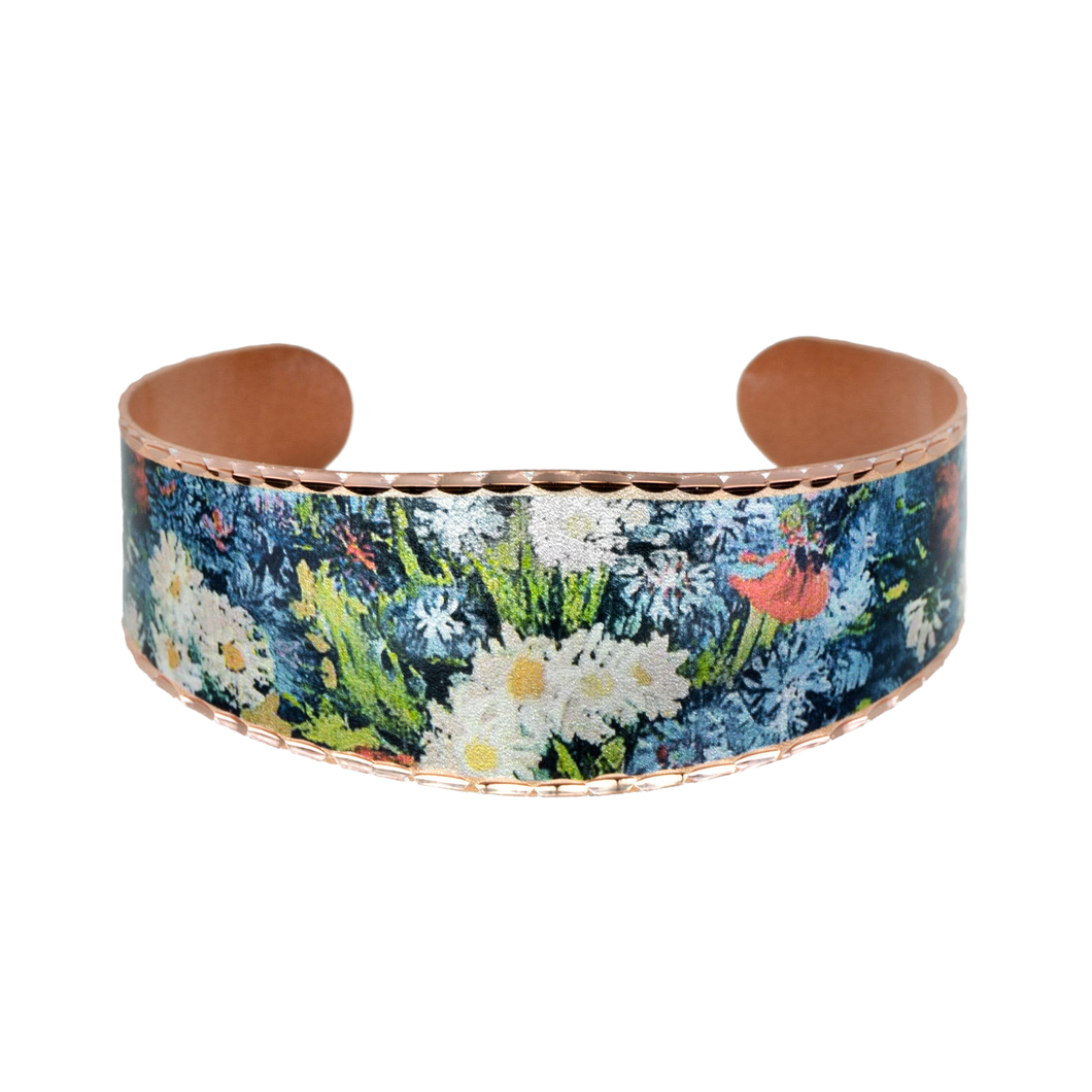 Copper Art Cuff - Van Gogh - Still Life Cornflowers & Poppies