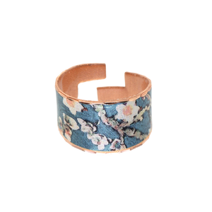 Copper Art Ring - Van Gogh Almond Blossoms Ring Vibrant Color