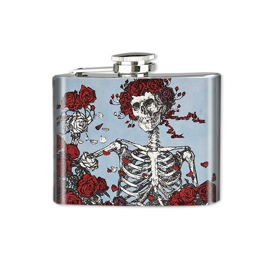 Altered Art Flask - Deadhead Skeleton - 4 oz - UrbanroseNYC