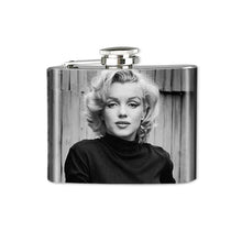 Load image into Gallery viewer, Altered Art Flask - Marilyn Monroe Black &amp; White - 4 oz - UrbanroseNYC
