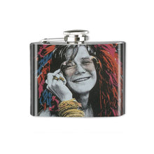 Load image into Gallery viewer, Altered Art Flask - Janis Joplin - 4 oz - UrbanroseNYC
