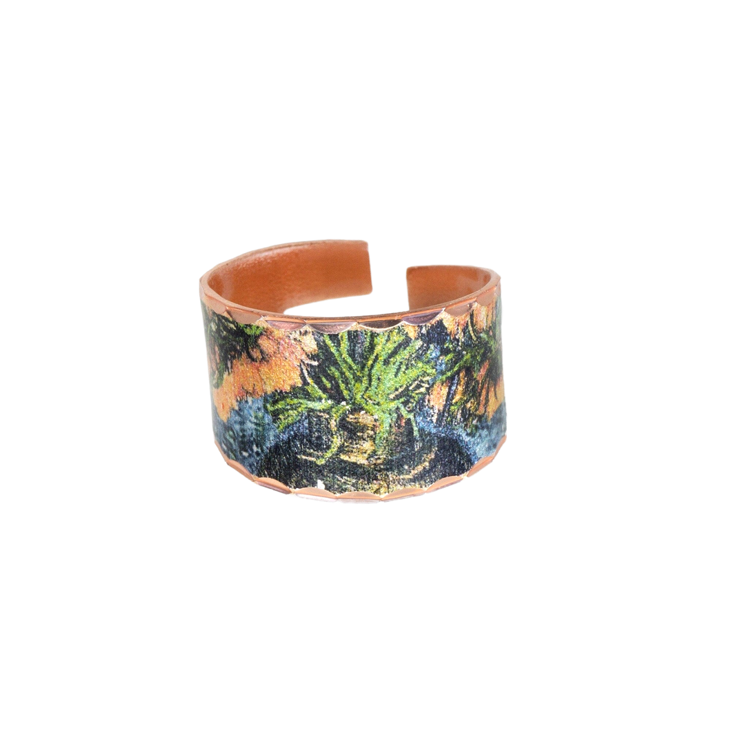 Copper Art Ring - Van Gogh Crown Imperial Fritillaries in a Copper Vase