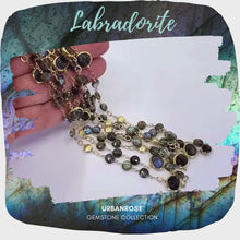 Load and play video in Gallery viewer, Long Gemstone Wraparound Necklace - Labradorite
