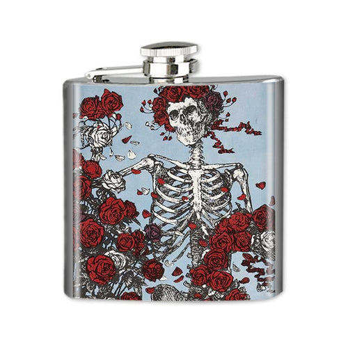 Altered Art Flask - Deadhead Skeleton - 6 oz - UrbanroseNYC