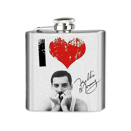 Altered Art Flask - Freddie Mercury - 6 oz - UrbanroseNYC