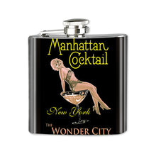 Load image into Gallery viewer, Altered Art Flask - Manhattan Cocktail - 6 oz - UrbanroseNYC
