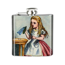 Load image into Gallery viewer, Altered Art Flask - Alice Drink Me - 6 oz - UrbanroseNYC
