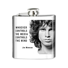 Load image into Gallery viewer, Altered Art Flask - Jim Morrison Quote - 6 oz - UrbanroseNYC
