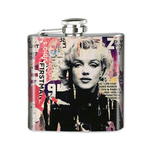 Load image into Gallery viewer, Altered Art Flask - Marilyn Monroe Collage I - 6 oz - UrbanroseNYC
