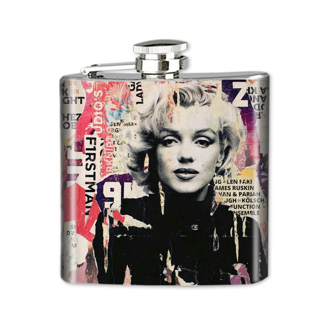 Altered Art Flask - Marilyn Monroe Collage I - 6 oz - UrbanroseNYC