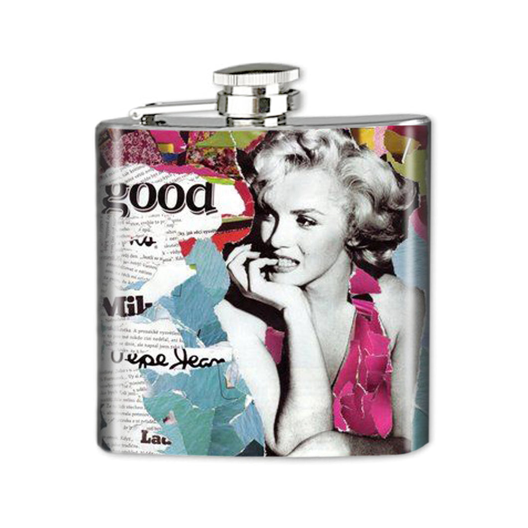 Altered Art Flask - Marilyn Monroe Collage II - 6 oz - UrbanroseNYC