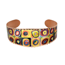 Load image into Gallery viewer, Copper Art Cuff - Kandinsky Squares With Concentric Circles
