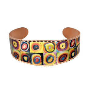 Copper Art Cuff - Kandinsky Squares With Concentric Circles