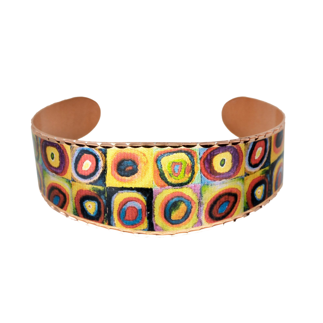 Copper Art Cuff - Kandinsky Squares With Concentric Circles
