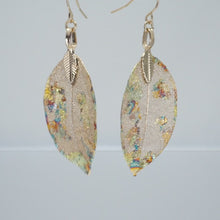 Load and play video in Gallery viewer, Real Leaf Earrings - Gilded, Gold
