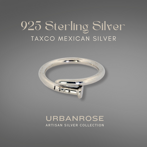 Taxco Sterling Silver Nail Bypass Ring - UrbanroseNYC