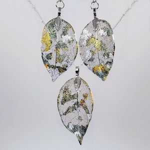 Gilded Leaf Earrings - Golden Grass - Antique Silver UrbanroseNYC