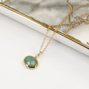 Minimalist Gemstone Pendant - Amazonite - Minimalist Gemstone Pendant - Amazonite - UrbanroseNYC