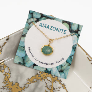 Minimalist Gemstone Pendant - Amazonite - Minimalist Gemstone Pendant - Amazonite - UrbanroseNYC