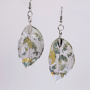 Gilded Leaf Earrings - Golden Grass - Antique Silver UrbanroseNYC