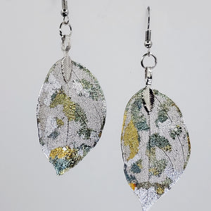 Gilded Leaf Earrings - Golden Grass - Antique Silver UrbanroseNYC