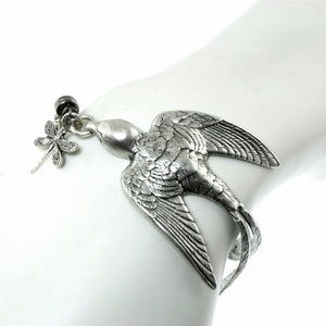 Swallow Bird Bracelet - Antique Silver / 7 - 7.5 inches - UrbanroseNYC