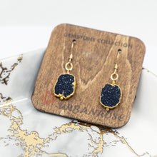 Load image into Gallery viewer, Minimalist Gemstone Earrings - Black Druzy - Minimalist Gemstone Earrings - Black Druzy - UrbanroseNYC
