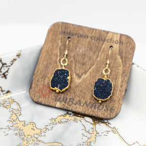 Minimalist Gemstone Earrings - Black Druzy - Minimalist Gemstone Earrings - Black Druzy - UrbanroseNYC