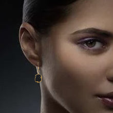 Load image into Gallery viewer, Minimalist Gemstone Earrings - Black Druzy - Minimalist Gemstone Earrings - Black Druzy - UrbanroseNYC
