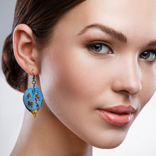 Load image into Gallery viewer, Real Leaf Earrings - Gilded - Peacock Blue - UrbanroseNYC
