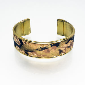 Portuguese Cork Cuff Bracelet - Bronze & Gold Metallic Splash UrbanroseNYC