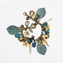 Load image into Gallery viewer, Vintage Style Charm Bracelet - Patina Leaf &amp; Flowers - Vintage Style Charm Bracelet - Patina Leaf &amp; Flowers - UrbanroseNYC
