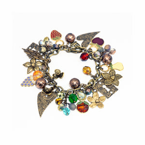 Vintage Style Charm Bracelet - Fruits & Flowers - Vintage Style Charm Bracelet - Fruits & Flowers - UrbanroseNYC