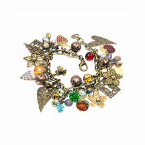 Vintage Style Charm Bracelet - Fruits & Flowers - Vintage Style Charm Bracelet - Fruits & Flowers - UrbanroseNYC