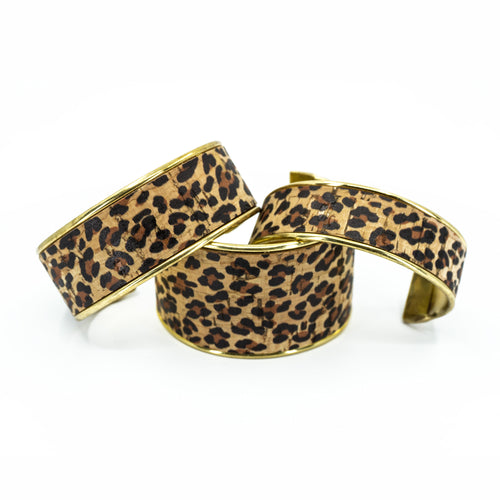 Portuguese Cork Channel Cuff - Cheetah Print - Portuguese Cork Channel Cuff - Cheetah Print - UrbanroseNYC