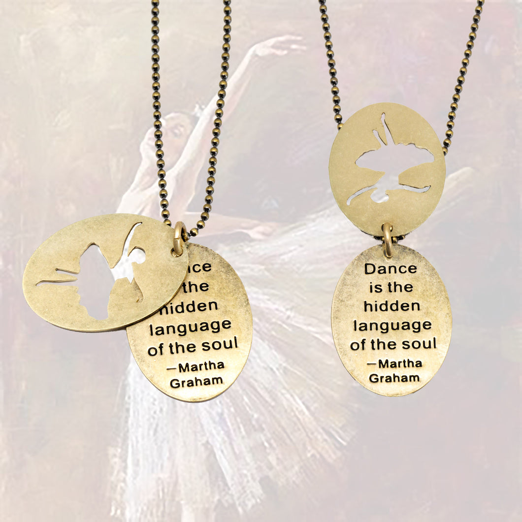 Cutout Quotation Pendant - Ballerina - Gold - UrbanroseNYC