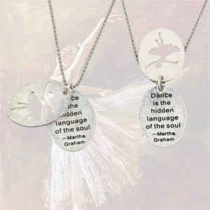 Cutout Quotation Pendant - Ballerina - Silver - UrbanroseNYC
